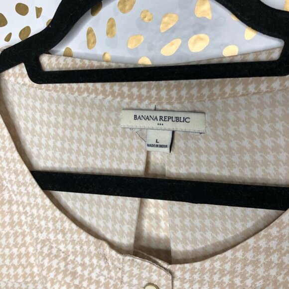 Banana Republic BR Women's Beige Patterned Top Size Large Houndstooth - Picture 11 of 11